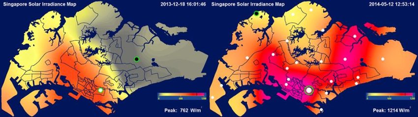 Solar irradiance variation in Singapore.