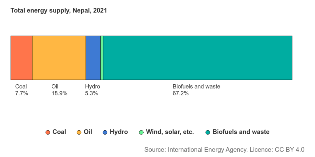 Energy mix in Nepal, 2021.