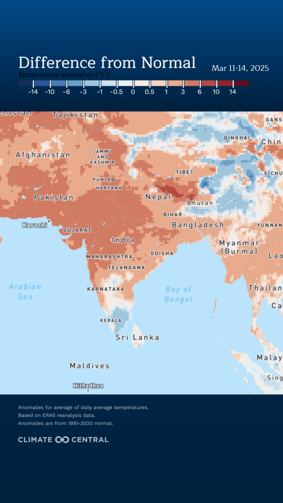 heatwave in India, Pakistan and Bangladesh
Source: Climate Shift Index by Climate Central