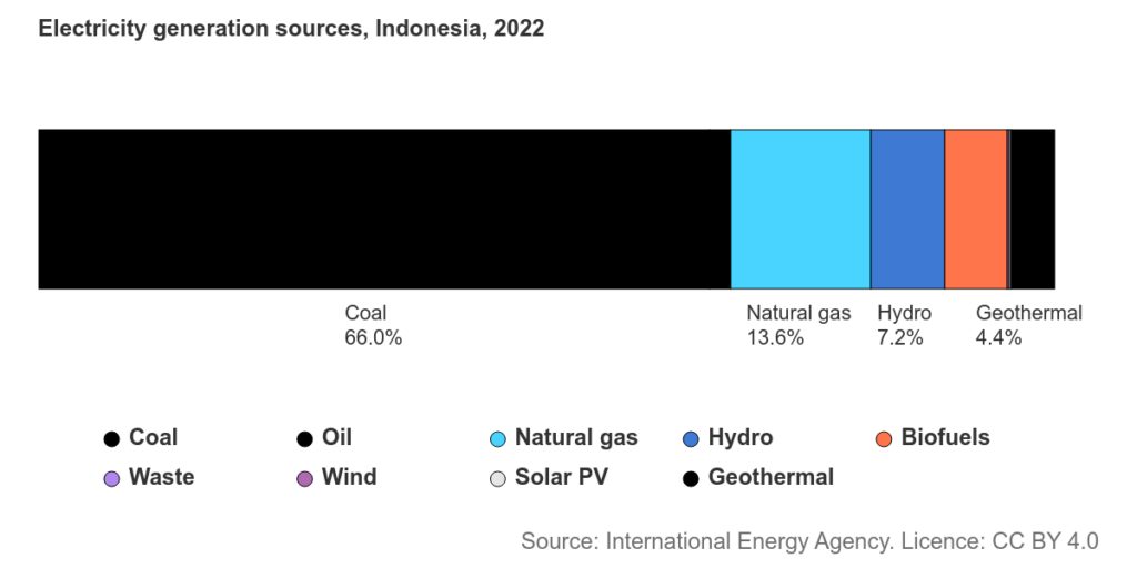 Electricity generation by source in Indonesia
