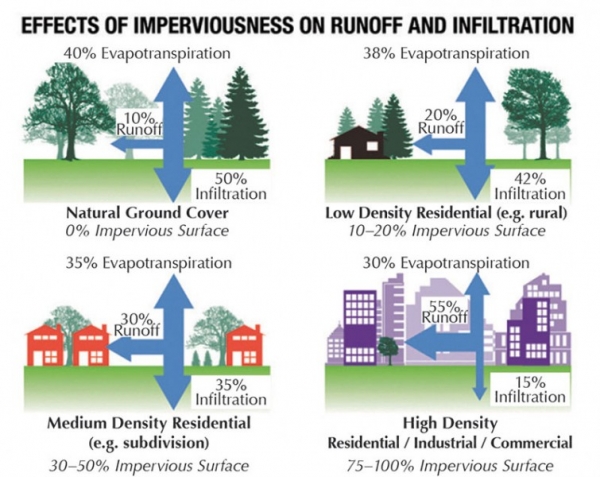 The impact of urbanisation on the permeabilty of an area