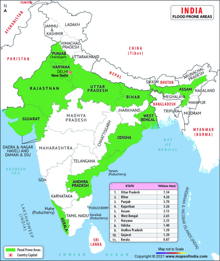 India flood risk map by region