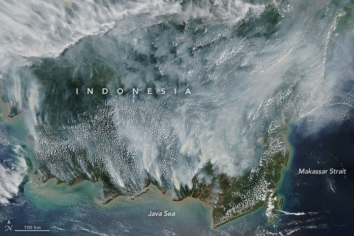 Borneo fire air pollution in 2019