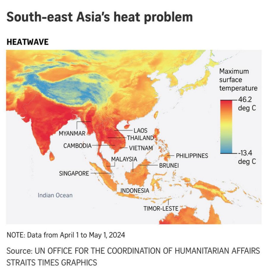 Asia heatwave 2024 map