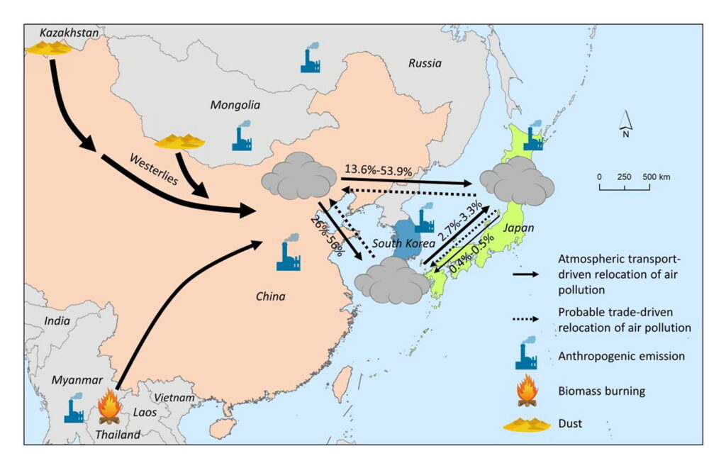 Transboundary air pollution map
